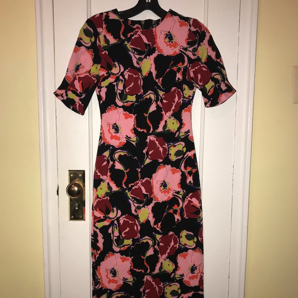 ZARA Bright Floral Tea Length Dress - Picture 1 of 3